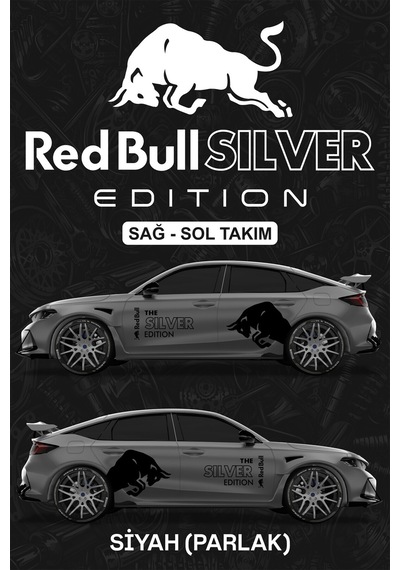 Red Bull Sılver Edıtıon Sticker - Yan Gövde Kaplama Seti Siyah Parlak - 815068273