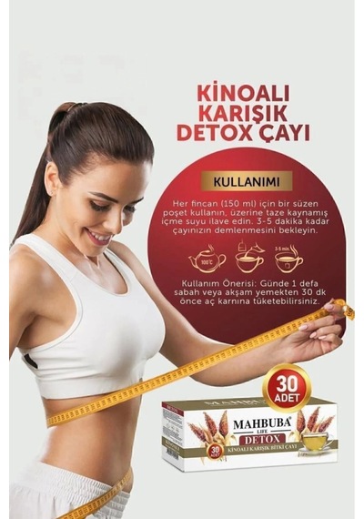 Mahbuba Kinoalı Karışık  Diyet Glutensiz Form Bitki Çayı 1 Aylık - 30 Kullanım Net 60gr