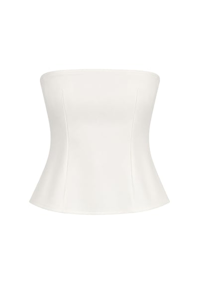 Vadon 1022 Kadın Straplez Fit Kısa Bluz Beyaz