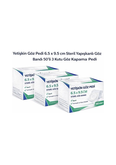 Yetişkin Göz Pedi 6.5 X 9.5 Cm Steril Yapışkanlı Göz Bandı 50 Li 3 Kutu Göz Kapama Pedi