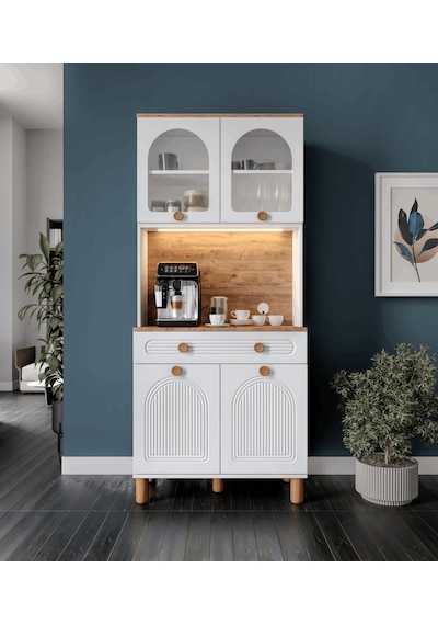 Rosa Kahve Köşesi - 93 Cm Mdf Mutfak Dolabı - Led Aydınlatmalı...