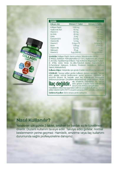Multimed Kolajen 1000 Mg Cilt Elastikiyeti & Eklem Destek Formülü 60 Tablet
