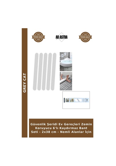 Güvenlik Şeridi Ev Gereçleri Zemin Koruyucu 6'lı Kaydırmaz Bant Seti - 2x38 Cm - Nemli Alanlar İçin