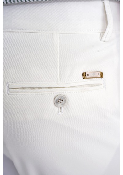 Comfort Fit Yan Cep Pamuklu Dokulu Ekru Pantolon P 1219