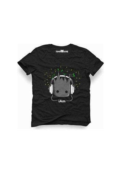 Tshirthane I Am Groot Music Black Tişört Erkek Tshirt