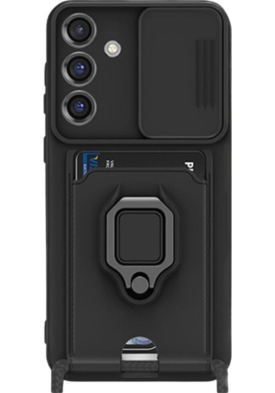 Samsung Galaxy  Uyumlu,  S25 Plus Kılıf Zuma Kartvizitli Yüzüklü Silikon - Siyah