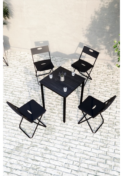 Balkon Bahçe Mutfak 5'li Bistro Set Masa Sandalye Takımı Siyah Balkon Bahçe Mutfak 5'li Bistro Set Masa Sandalye Takımı Siyah