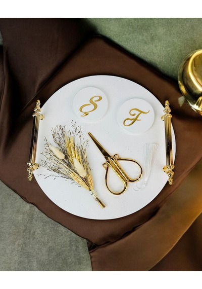 Commitment Polyester Söz Nişan Tepsisi Gold Gold