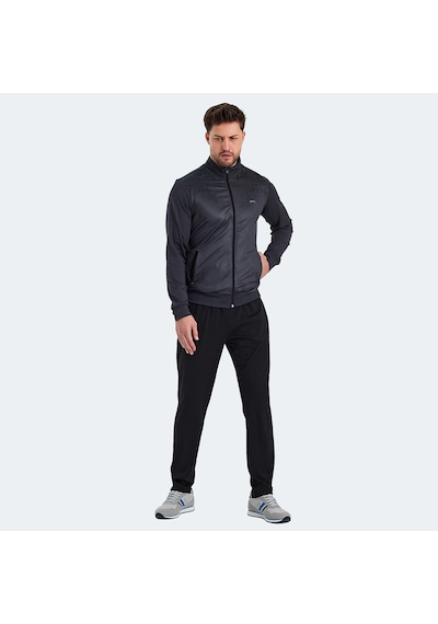 Slazenger RECOGNIZE Erkek Fermuarlı Dik Yaka Cepli Koyu Gri Eşofman Takımı