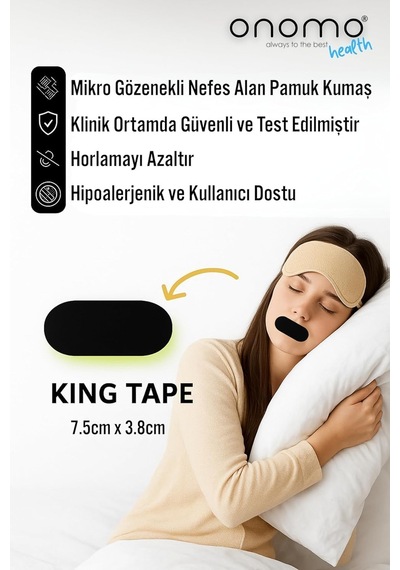 Health Ağız Bandı Siyah 30 Adet, Horlama Önleyici Ağız Kapama Hipoalerjenik Uyku Bandı