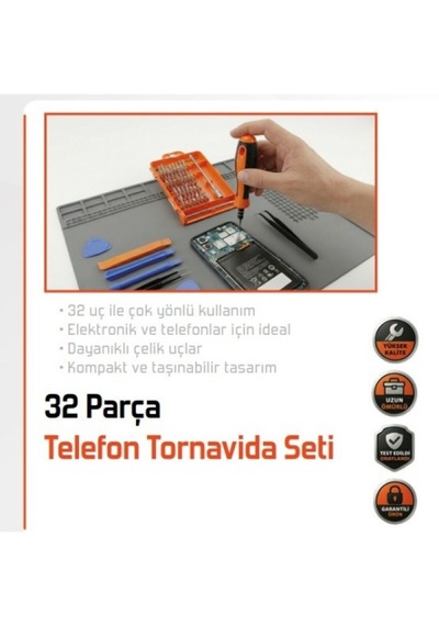 32 Parça Telefon Ve Elektronik Tamir Mini Tornavida Seti Cımbızlı Hassas Bits Uçlu Saklama Kutulu Takım - Hassas Telefon Tamir Tornavida Seti Sertleştirilmiş Çelik Uçlu & Cımbızlı Mini Tamirat Seti