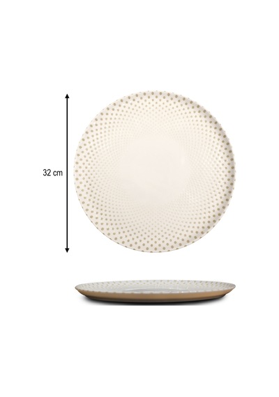 6'lı Valencia Servis Tabağı Pizza 32cm Dijital Punto Rinart Krem