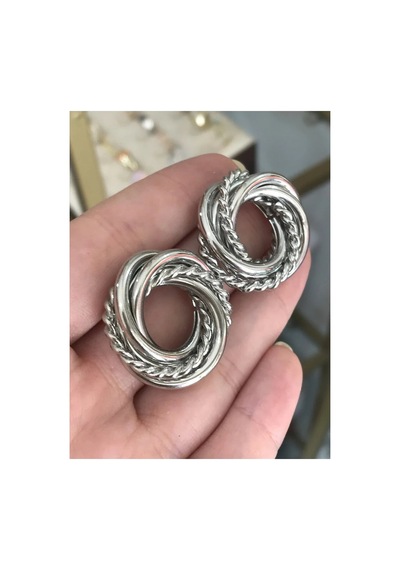 Yuvarlak Burgu Model Küpe Gümüş