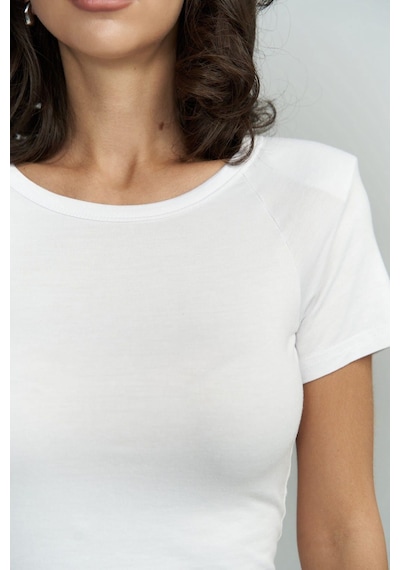 Mai Collection Mai Studios Co. Perla Vatkalı Beyaz Crop Bluz