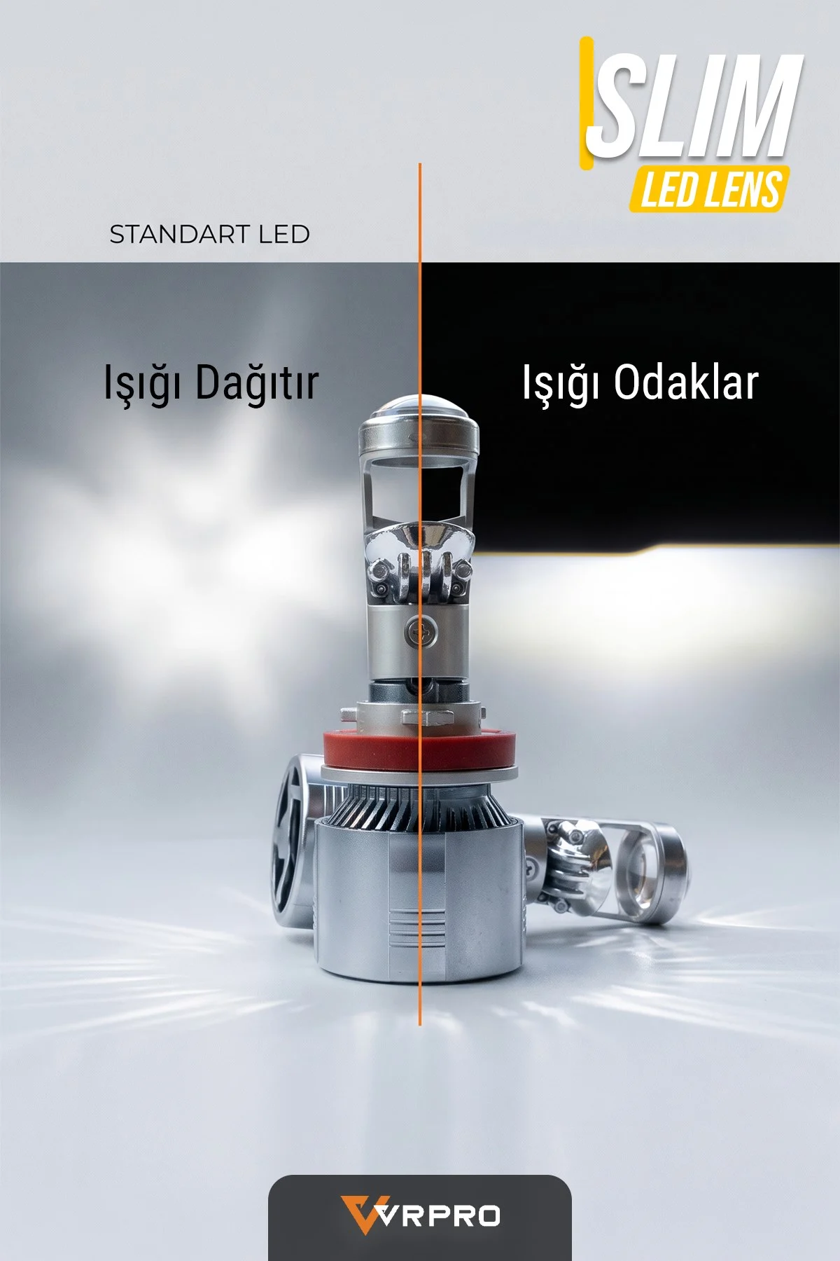 Vrpro H4 Slim Mercekli Led Far Ampulü 40w 16000 Lümen 6500k Beyaz Işık 1set