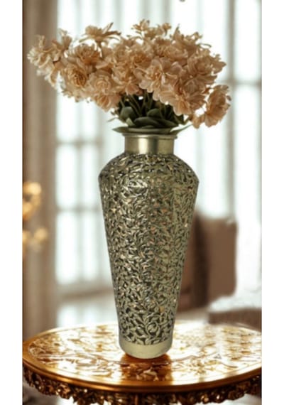Msl-216 Metal Dekoratif Vazo 57x15 Cm İnce Uzun Modern Şık Salon Vazo Altın