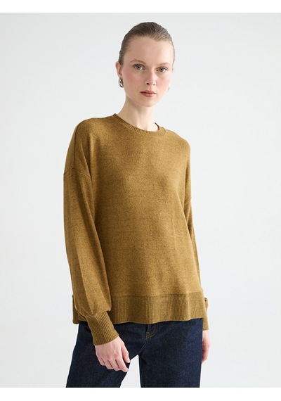 Lcw Everyday Sarı Bisiklet Yaka Oversize Kadın Sweatshirt