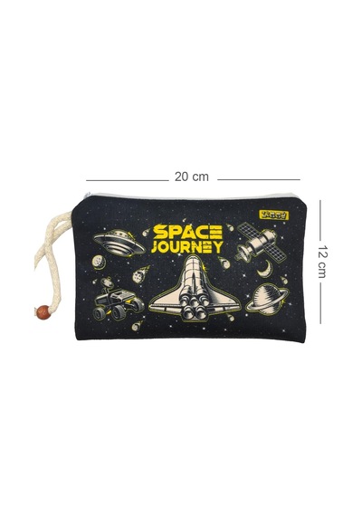 Uzay Mekiği Space Shuttle Desenli Kalem Kutusu Yıkanabilir Bez Kalemlik Genel
