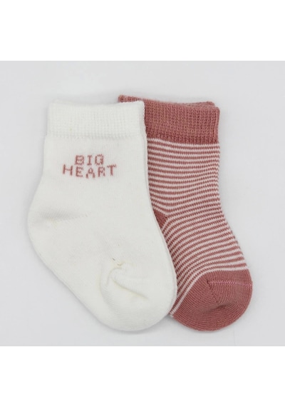 Bistyle Big Heart Penye Soket Çorap 2'li Bs10117 Pudra Pudra
