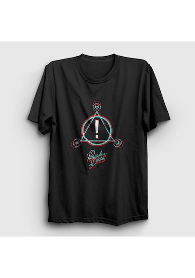 Presmono Unisex Neon Logo Panic At The Disco T-shirt Siyah