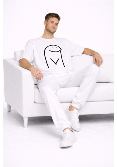 Sevgili Kombini Çift Tişört Oversize Unisex Matching Couple Minim Beyaz