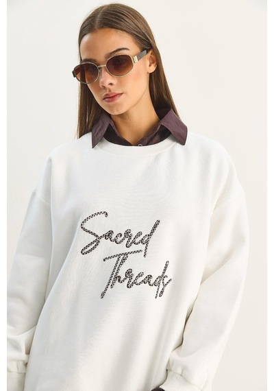 Shade Kadın Gömlek Yaka Nakışlı Üç İplik Şardonlu Oversize Sweatshirt 10020 60283675 - Ekru-kahverengi Çok Renkli Shade Kadın Gömlek Yaka Nakışlı Üç İplik Şardonlu Oversize Sweatshirt 10020 60283675 - Ekru-kahverengi Çok Renkli