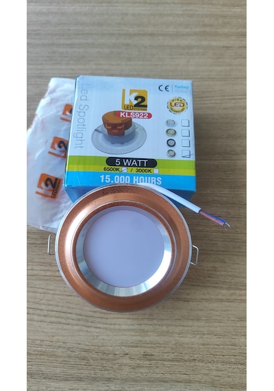 K2 Led Kls-922 5w Sıva Altı Gömme Led Spot - Bakır Çerçeve Beyaz Işık 6.7 Cm Delik / 9.8 Cm Dış Çap