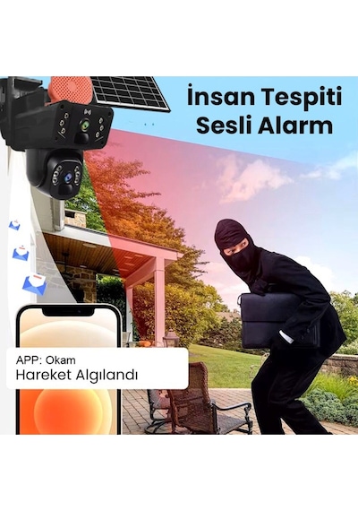 O-kam 4g Sim Kartlı Kablosuz Güneş Panelli Solar Güvenlik Kamerası