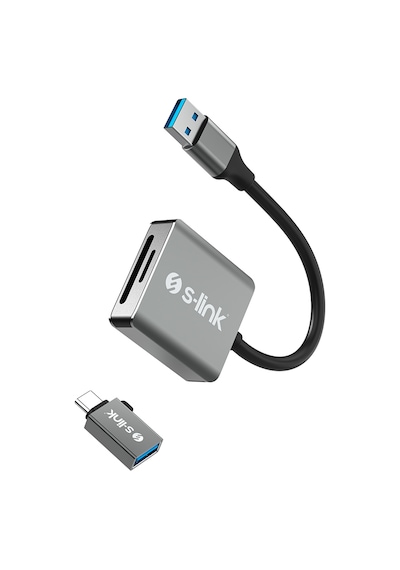 S-link SL-CR21 TypeC ve USB3.0 SD-Micro SD 110M-S Hızlı 2 in 1 Metal Kart Okuyucu