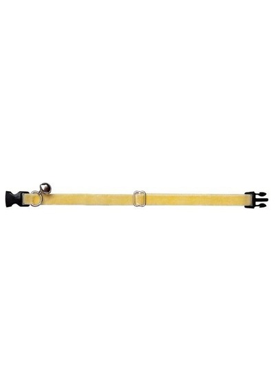 Kadife Zilli Ayarlanabilir Kedi Boyun Tasması 22-30 Cm Sarı-18503