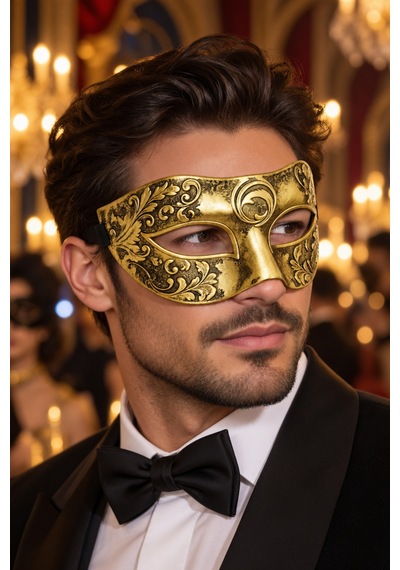Erkek Gold Venedik Balo Maskesi Halloween Parti Maskesi Cadılar Bayramı Davet Kostüm Aksesuarı Diğer