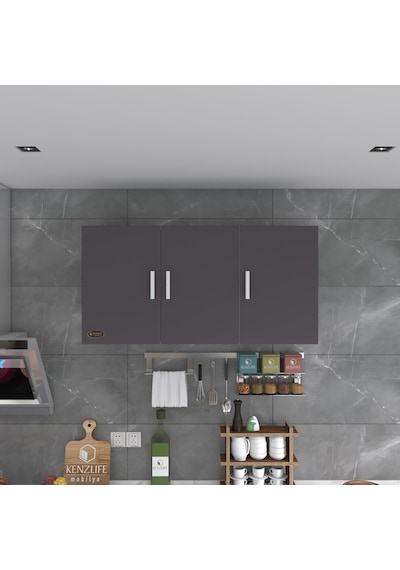 Kenzlife hazır mutfak dirca22 gri 060*120*22 mutfak banyo dolabı kapaklı raflı