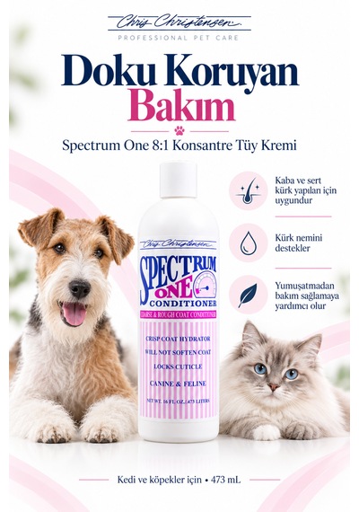 Chris Christensen Sp One 8:1 Konsantre Kaba Ve Yıpranmış Kürkler İçin Kedi Köpek Tüy Kremi 473 Ml