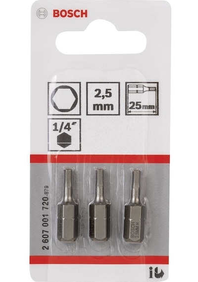 Bosch Hex 2.5x25 Mm 3'lü Allen Bits Uç Extrahard 2607001720