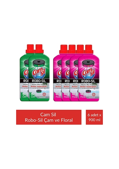 Camsil Robo-sil Floral Yüzey Temizleyici 900 Ml X 4 Adet + Camsil Robo-sil Çam Yüzey Temizleyici 900 Ml X 2 Adet 6'lı Set