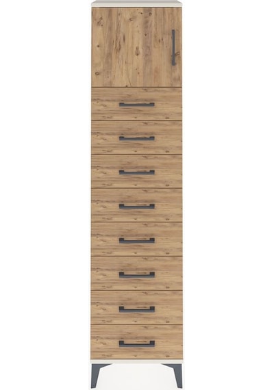 Arges Dolap Tek Raflı 8 Çekmeceli Tek Kapaklı 44x30x182 Aytaşı-çam Aytası
