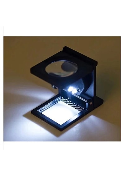 28x28 Mm Katlanır Sayaçlı Metal Lüp, 2 Led Işıklı Büyüteç Tekstil Th9005a Diğer