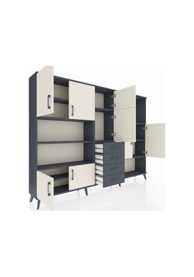 Arges Dolap 10 Raflı 4 Çekmeceli 8 Kapaklı 220x30x163 Antrasit-ay Antrasit-aytaşı/antrasit Arges Dolap 10 Raflı 4 Çekmeceli 8 Kapaklı 220x30x163 Antrasit-ay Antrasit-aytaşı/antrasit