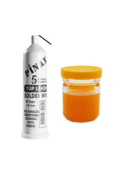 Lehimteli Kaliteli Elektronik Havya Uyumlu Takım Tüp Lehim Teli 25 Gr 12mm + Lehim Pastası 40gr