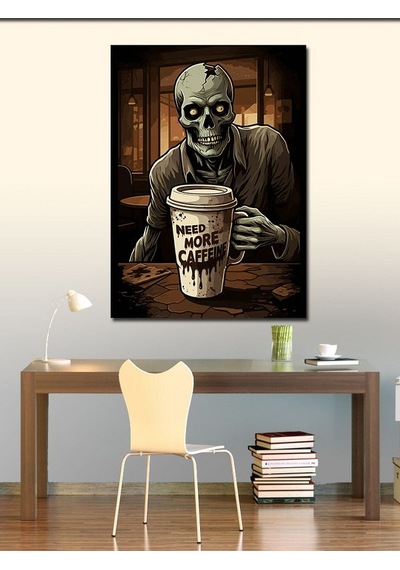 Kanvas Tablo Zombi Ve Kahve 70cmx100cm