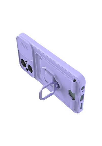Xiaomi Poco M5 Uyumlu Kılıf Zuma Kartvizitli Yüzüklü Silikon - Lila
