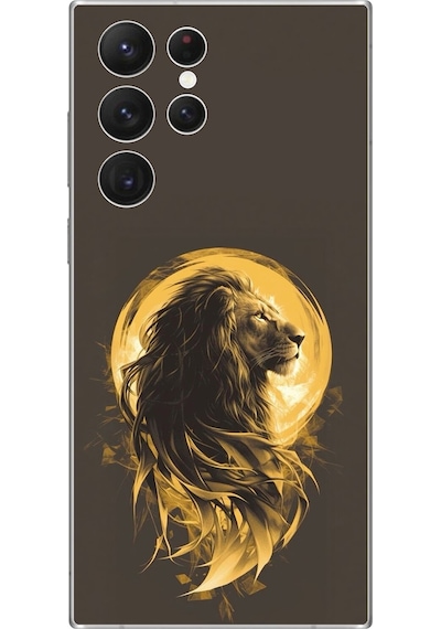 Samsung Galaxy S22 Ultra Uyumlu Şeffaf Kılıf Aslan Tasarımlı