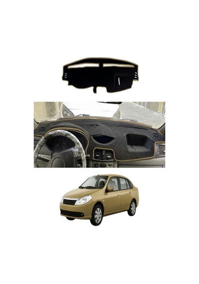 Renault - Symbol Airbagsiz 1999-2008 Uyumlu Torpido Koruma Kılıfı - Taba Şeritli