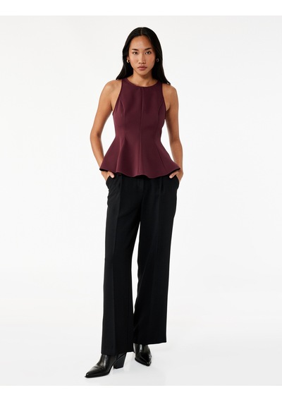 Koton Slim Fit Kolsuz Bisiklet Yaka Peplum Bluz Mor 6wak30003pw Mor