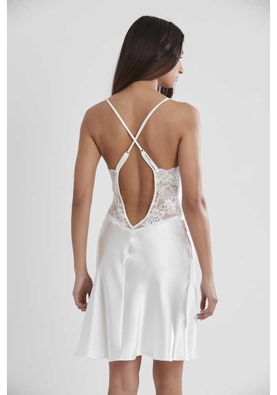 Pierre Cardin 2li Ekru Saten Kısa Gecelik Sabahlık 4300 Ekru