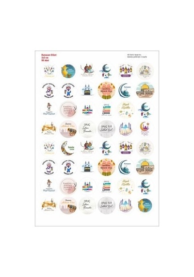 Hsn Ramazan Ayı Dini Temalı Figür Etiket 3x3 Cm 96 Adet