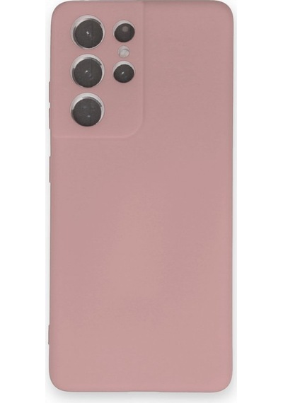 Samsung Galaxy Uyumlu S21 Ultra İçi Kadife Kaplı Esnek Silikon Kapak Ryc/ Nano Lansman Pudra