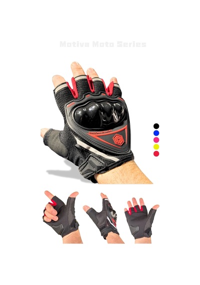 Motiva Works Kırmızı Kısa Yarım Parmak Motosiklet Eldiveni Mw120r