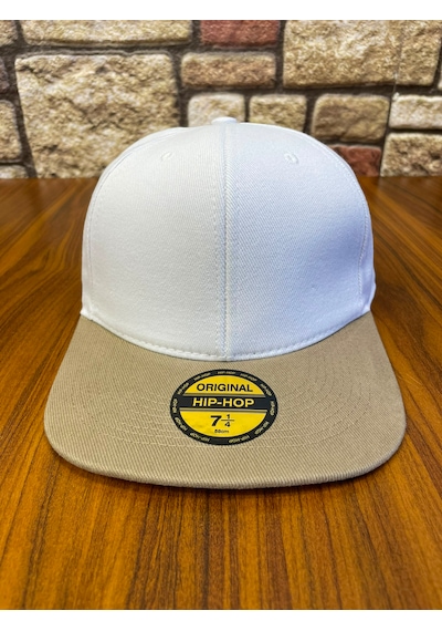 Hamze Hip Hop Snapback Rapper Basic Gabardin Cap Şapka Beyaz - Bej