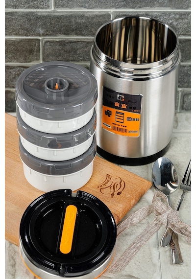 Cooker 3'lü 1.9 Litre Paslanmaz Çelik Yemek Termosu Yk1090 Çok Renkli